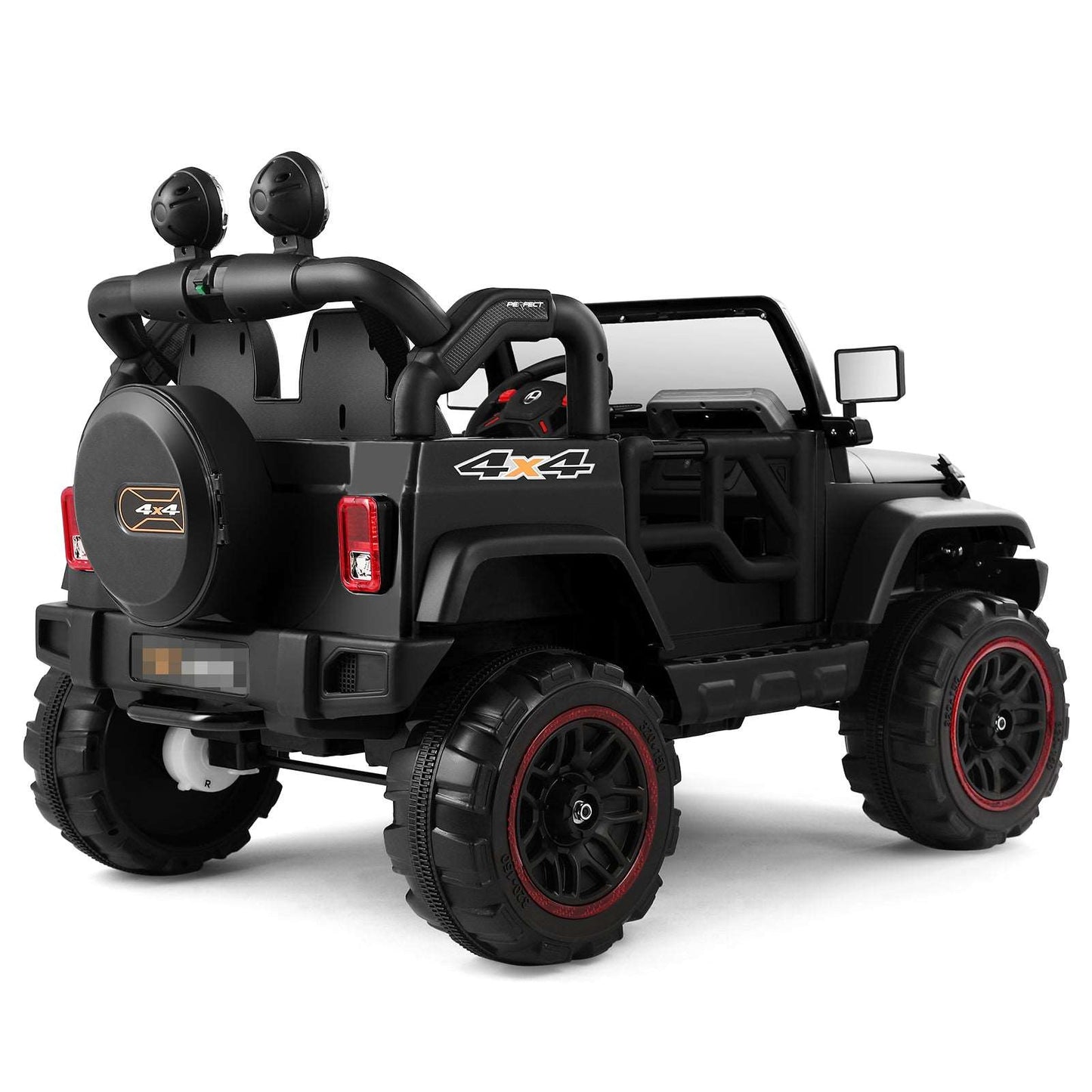 12V Battery Kids Ride on Truck Car Toys MP3 LED Light Remote Control+Cover Black