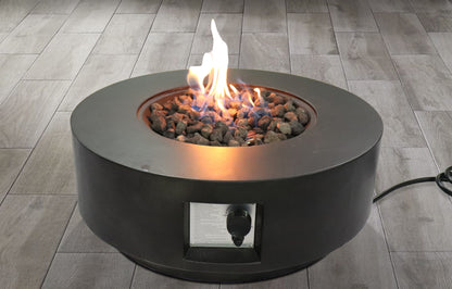 Living Source International 11&quot; H x 30&quot; W Fiber Reinforced Concrete Propane/Natural Gas Outdoor Fire Pit Table with Lid (Charcoal)