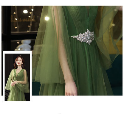 Green Wedding Dress Guzheng Art Examination Solo