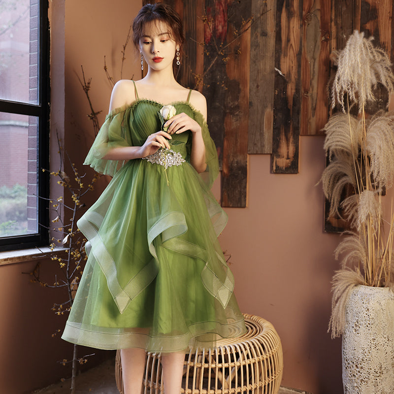 Green Wedding Dress Guzheng Art Examination Solo