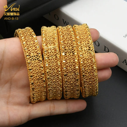 ANIID African Bangle For Women Charms Bracelets Dubai Jewelry Mama 2021 24K Gold Plated Stackable Bling Mom Gift Wholesale