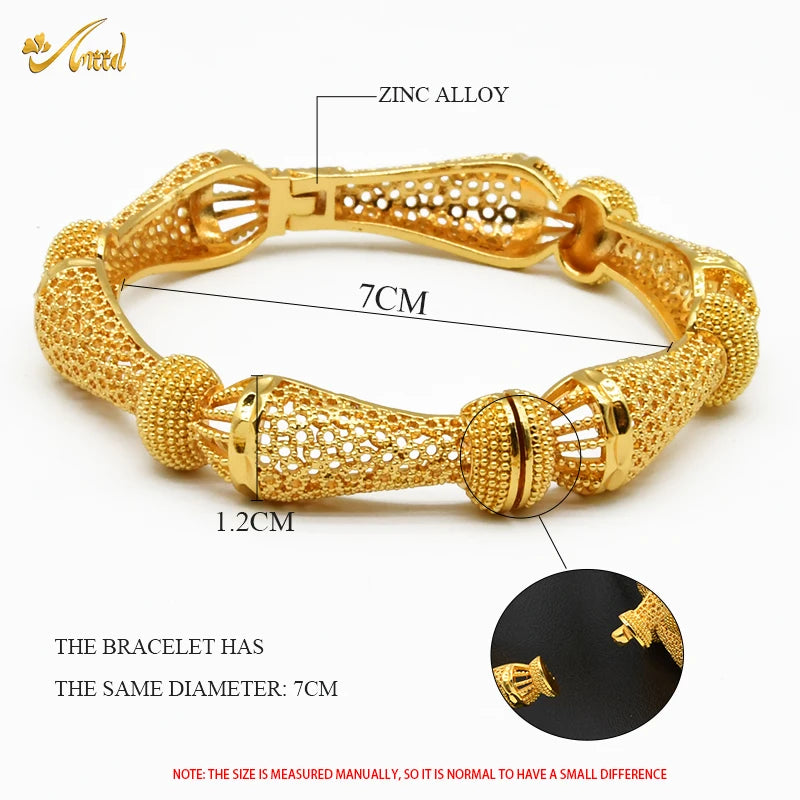 ANIID Women Charm Bracelet Bangle 24K Gold Color Jewelry Dubai Flower Bangle Brand African Designer Ethiopian Hawaiian Jewelry