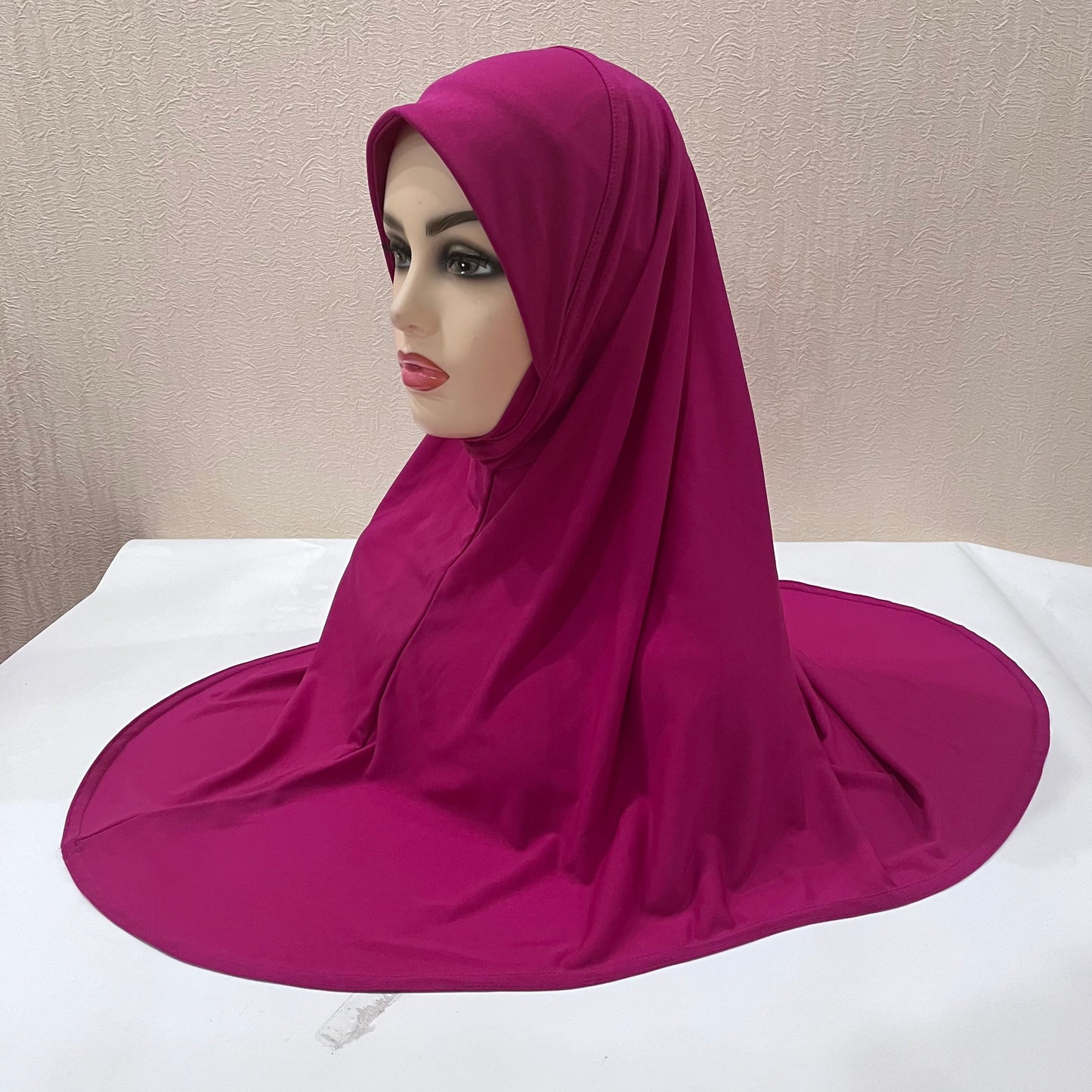 H124 plain large size muslim hijab with chin part top quality amira pull on islamic scarf hot sell headscarf ramadan pray hats