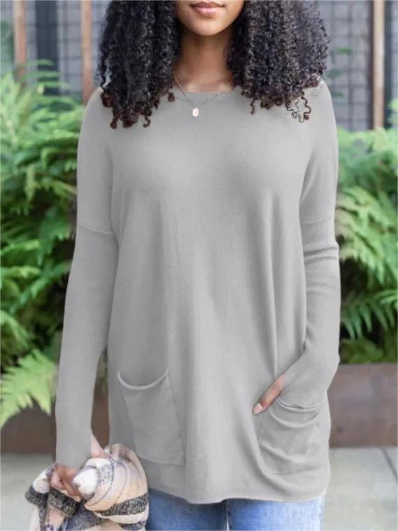 Fashion Pocket Long Sleeve Top For Women