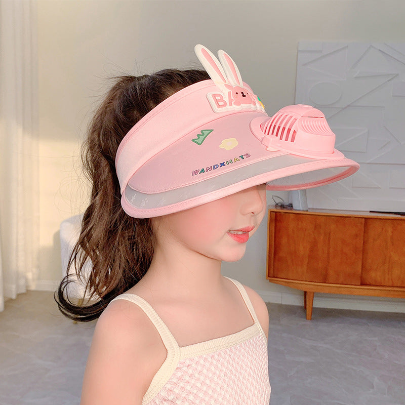 Children&#039;s Empty Top Hat With Fan Girl Baby Summer Girl Charging Sunshade Sunscreen Summer