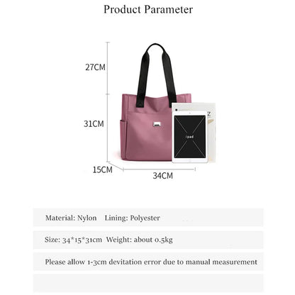 Vento Marea Shoulder Bag For Women 2022 Design Waterproof Ladies Handbag Large Capacity Nylon Tote Soft Black Purse For A4 Paper