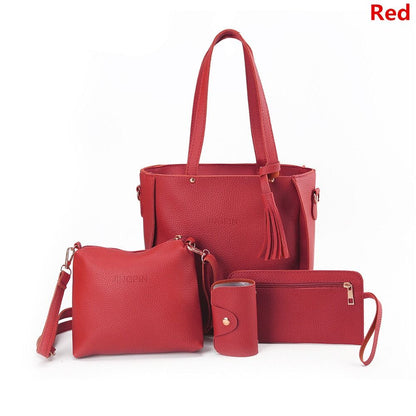 4Pcs/set Fashion Ladies Pattern Leather Shoulder Bags Crossbody Bags Women Bag Set Purse PU Crossbody Bag