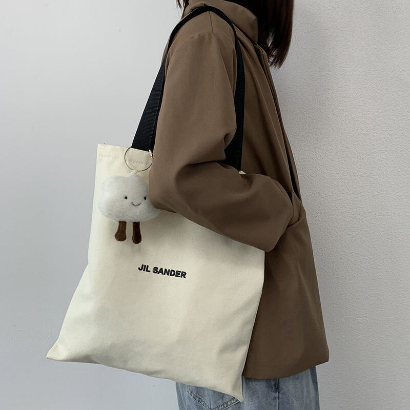 Women&#39;s Shoulder Shoppers Large Handbag Korean Cloth Tote Bags for Women 2022 Canvas Ladies Student Eco Shopping Bolsas Travel