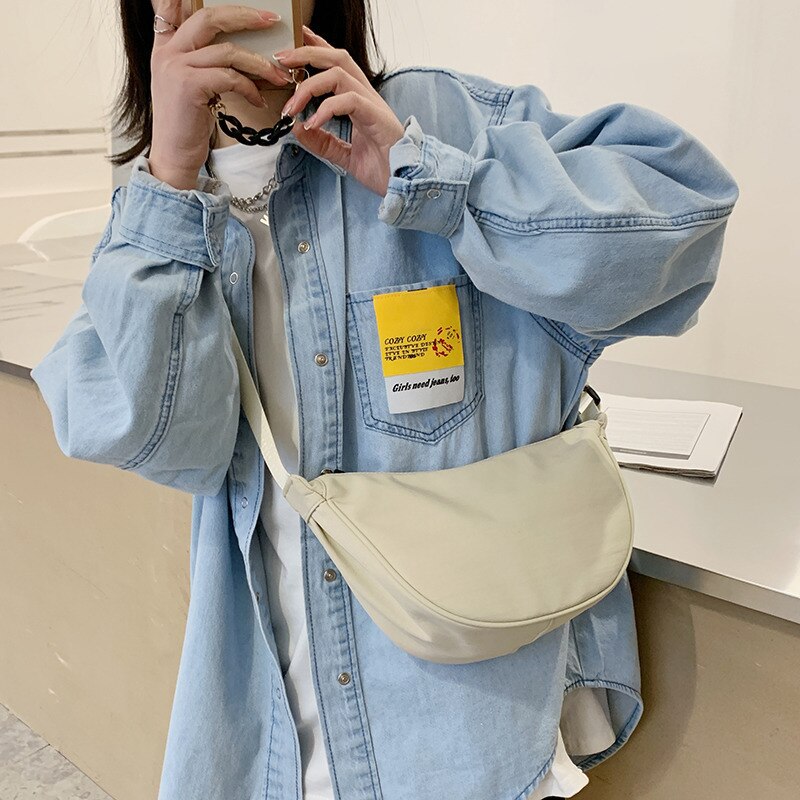 New Shoulder Messenger Women&#39;s Bag Simple Nylon Canvas Small Korean Fashion Crossbody Bags for Girl Student 2022 Female Satchel