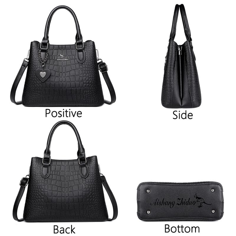 Women's Crocodile Pattern Shoulder Bag 2023 Luxury Ladies Designer Handbags High Quality Leather Crossbody Bag Simple Handbag