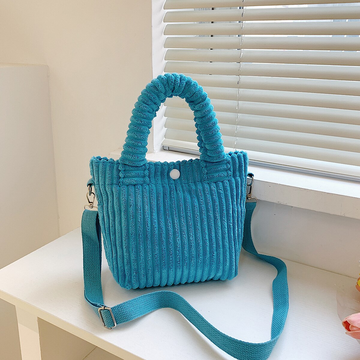 Corduroy Casual Women&#39;s Side Shoulder Crossbody Bag Trend 2023 New Cotton Zipper Tote Handbags Designer Ladies Shopper Purse