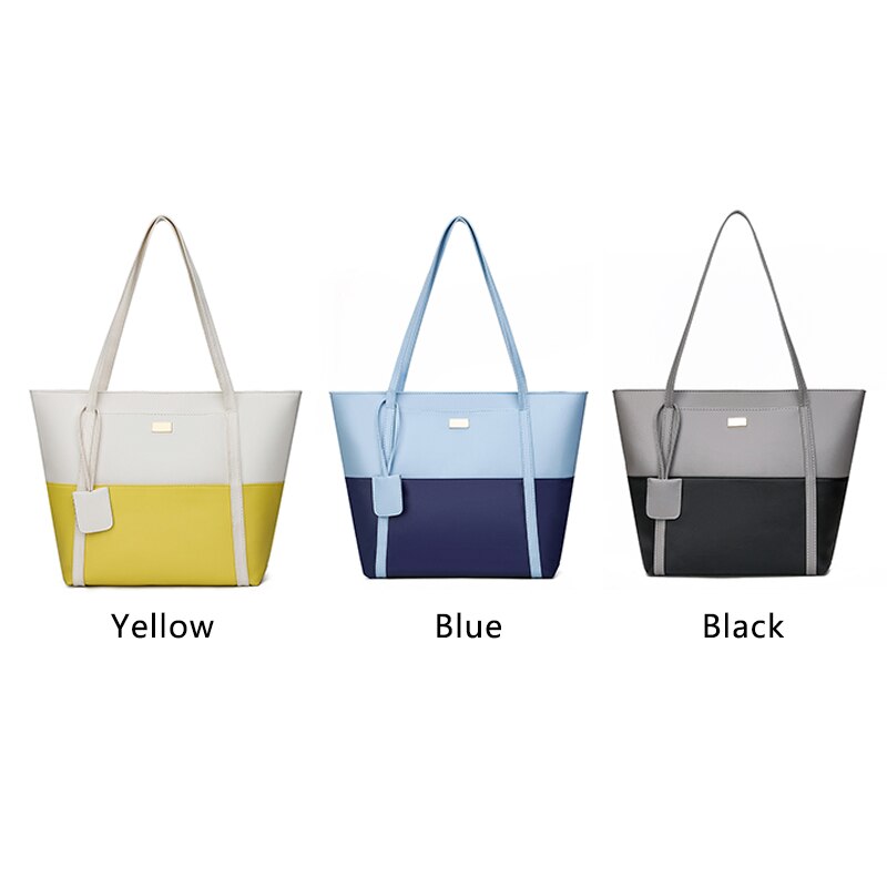Women Pu Leather Fashion Color Match Shoulder Bag Large Capacity Handbag