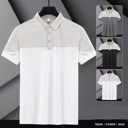 Polo Shirts Men 2023 New Fashion Business Casual Polo Short Sleeve Mens Slim Lapel Tops Summer Contrast Breathable T-Shirts