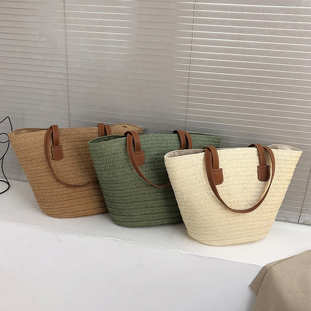 Weave Tote Bags Female Bohemian Shoulder Bags for Women 2023 Spring Summer Beach Straw Handbags Casual Lady Travel Shopping Bags