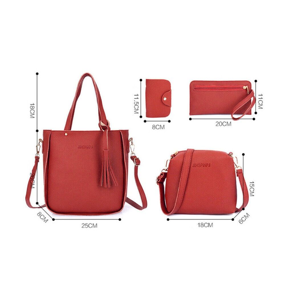 4Pcs/set Fashion Ladies Pattern Leather Shoulder Bags Crossbody Bags Women Bag Set Purse PU Crossbody Bag