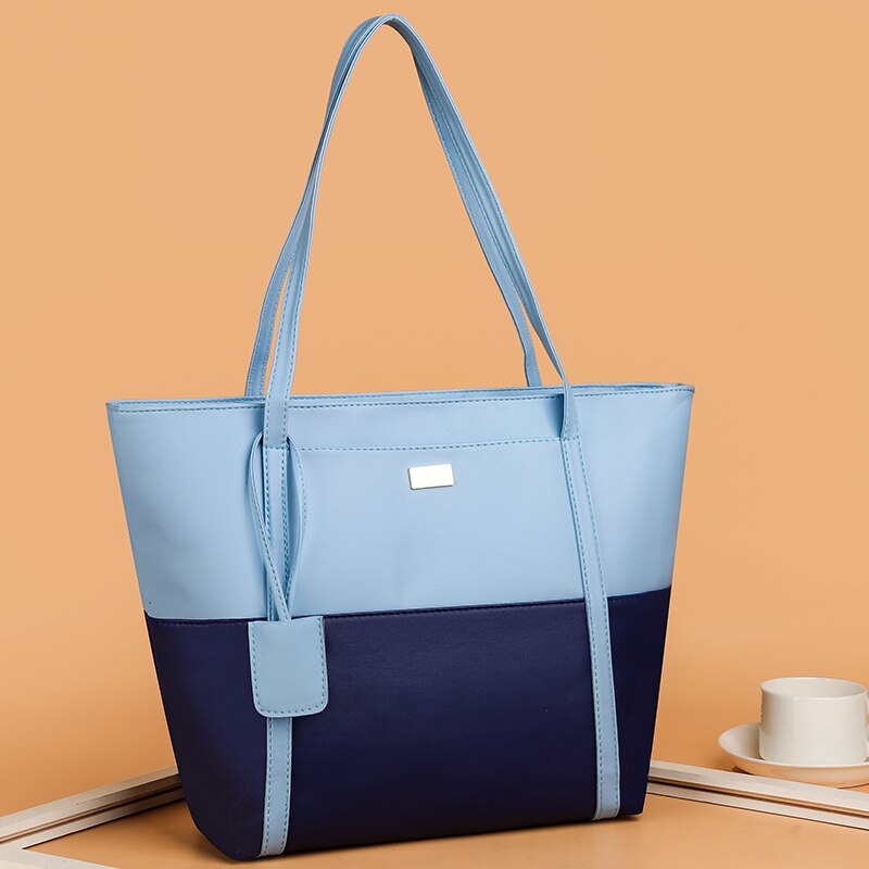 Women Pu Leather Fashion Color Match Shoulder Bag Large Capacity Handbag