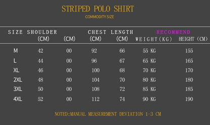 Men&#39;S Classic Striped Polo Shirt Cotton Short Sleeve 2023 Summer Plus Oversize 4XL