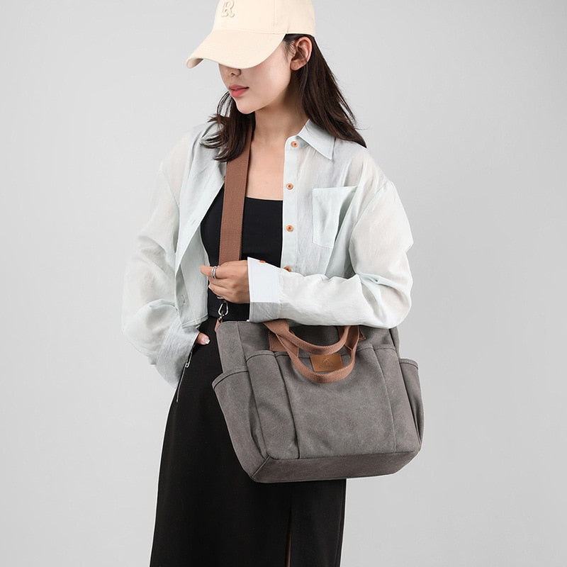 Simple Casual Tote Bag Autumn New Thickened Canvas Crossbody Bag Versatile Commuter Women Shoulder Bag Large Capacity Handbag