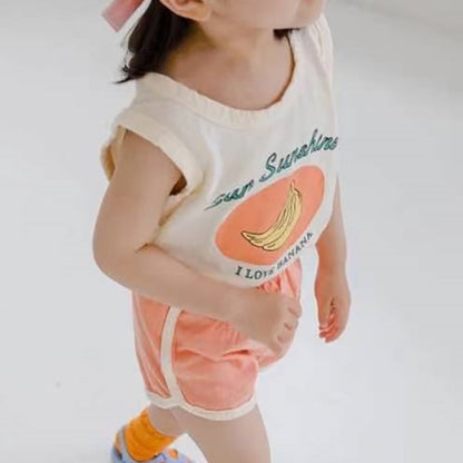 MILANCEL 2022 Summer Baby Clothing Set Fruit  Print Girls  Vest Suit Casual Boys Tee and Shorts