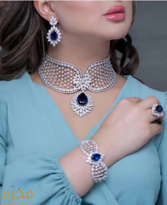 2023 New Dubai 4-Piece Jewelry Set Angel Design Bride Necklace Earring Set AAA Cubic Zirconia Women's Wedding Accessories