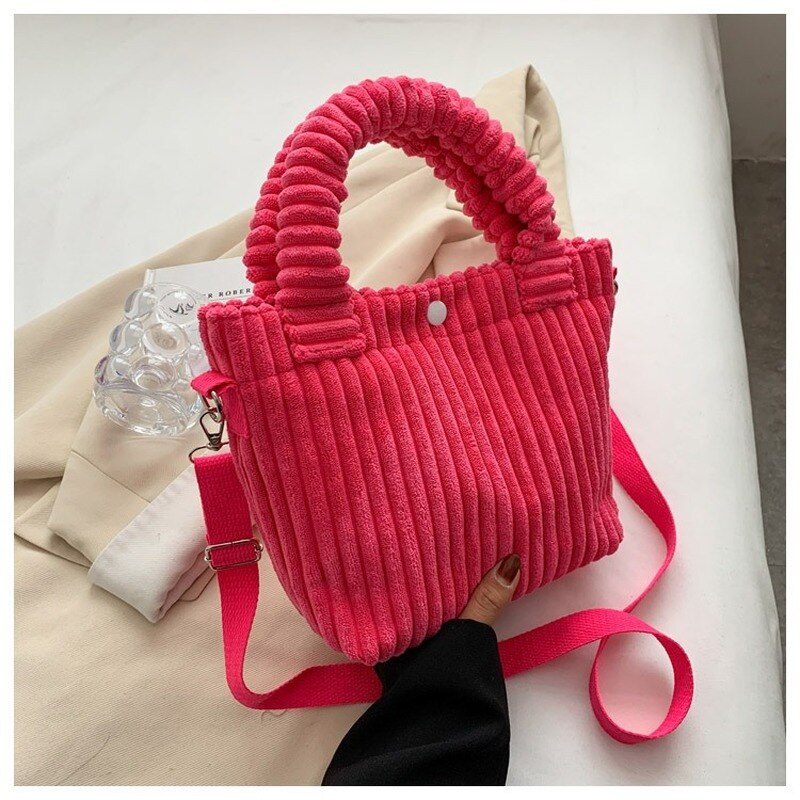 Corduroy Casual Women&#39;s Side Shoulder Crossbody Bag Trend 2023 New Cotton Zipper Tote Handbags Designer Ladies Shopper Purse