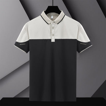 Polo Shirts Men 2023 New Fashion Business Casual Polo Short Sleeve Mens Slim Lapel Tops Summer Contrast Breathable T-Shirts