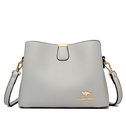 Luxury Designer High Quality Leather Women&#39;s Handbag Purses 3 Layers Multifunctional Ladies Shoulder Messenger Bags Sac Femme