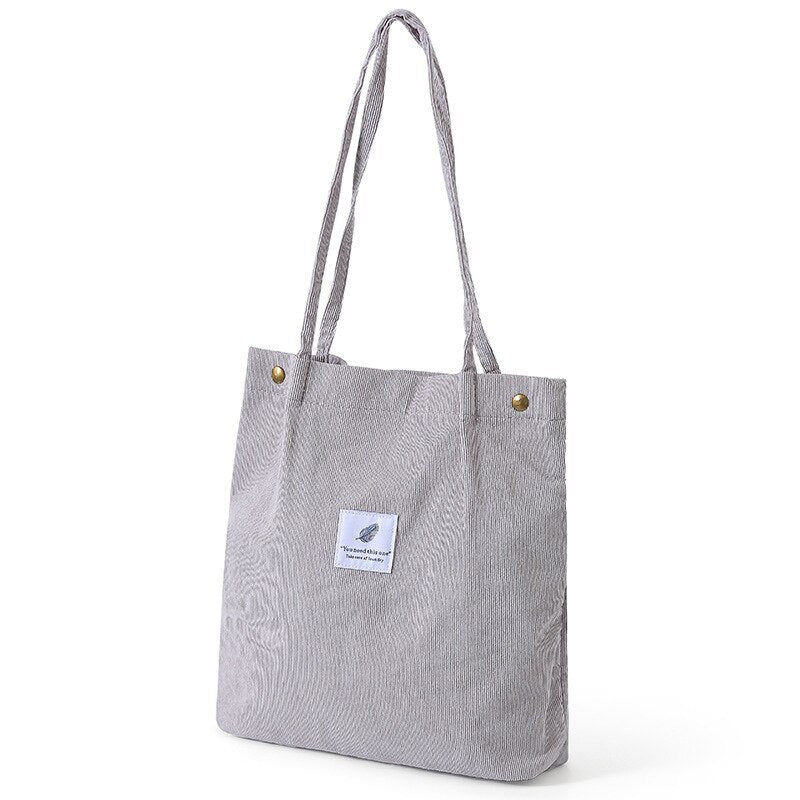 Retro Women Corduroy Shoulder Bags Solid color Shopping Bags Reusable Tote 2022 New Female Bag Handbags Large Shopper Totes Bags