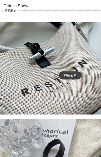 New Popular Canvas Shoulder Bags Fashion High Quality Satchel Versatile Handbag Simple Casual Retro Bucket Crossbody