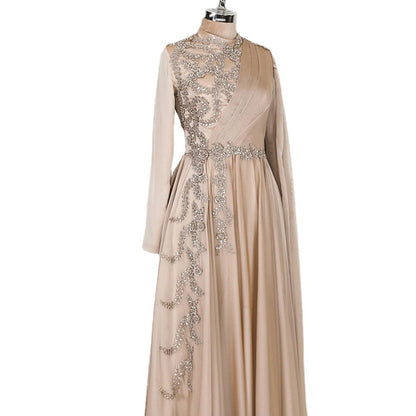 Champagne Muslim Evening Dress Formal Party