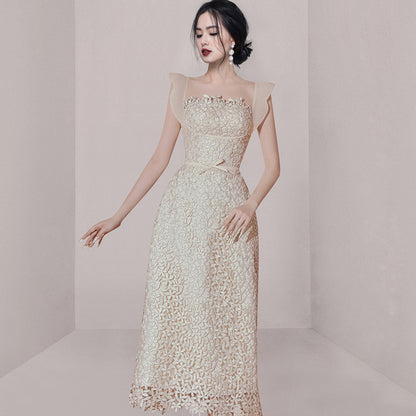 Small Group Temperament Patchwork Lace High Waisted Dress