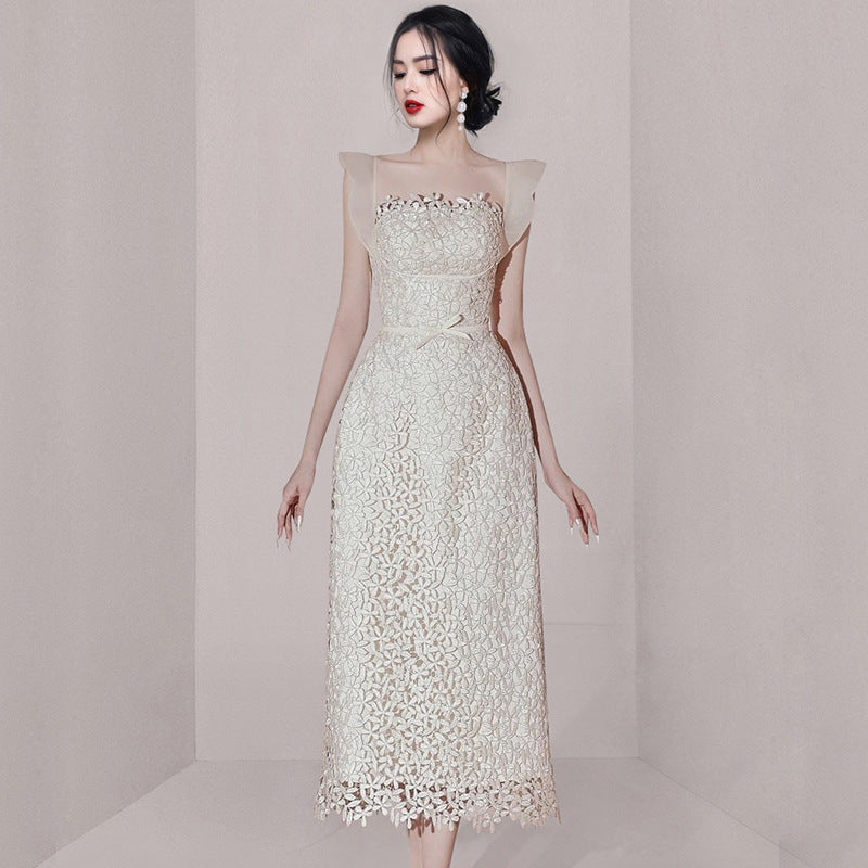 Small Group Temperament Patchwork Lace High Waisted Dress