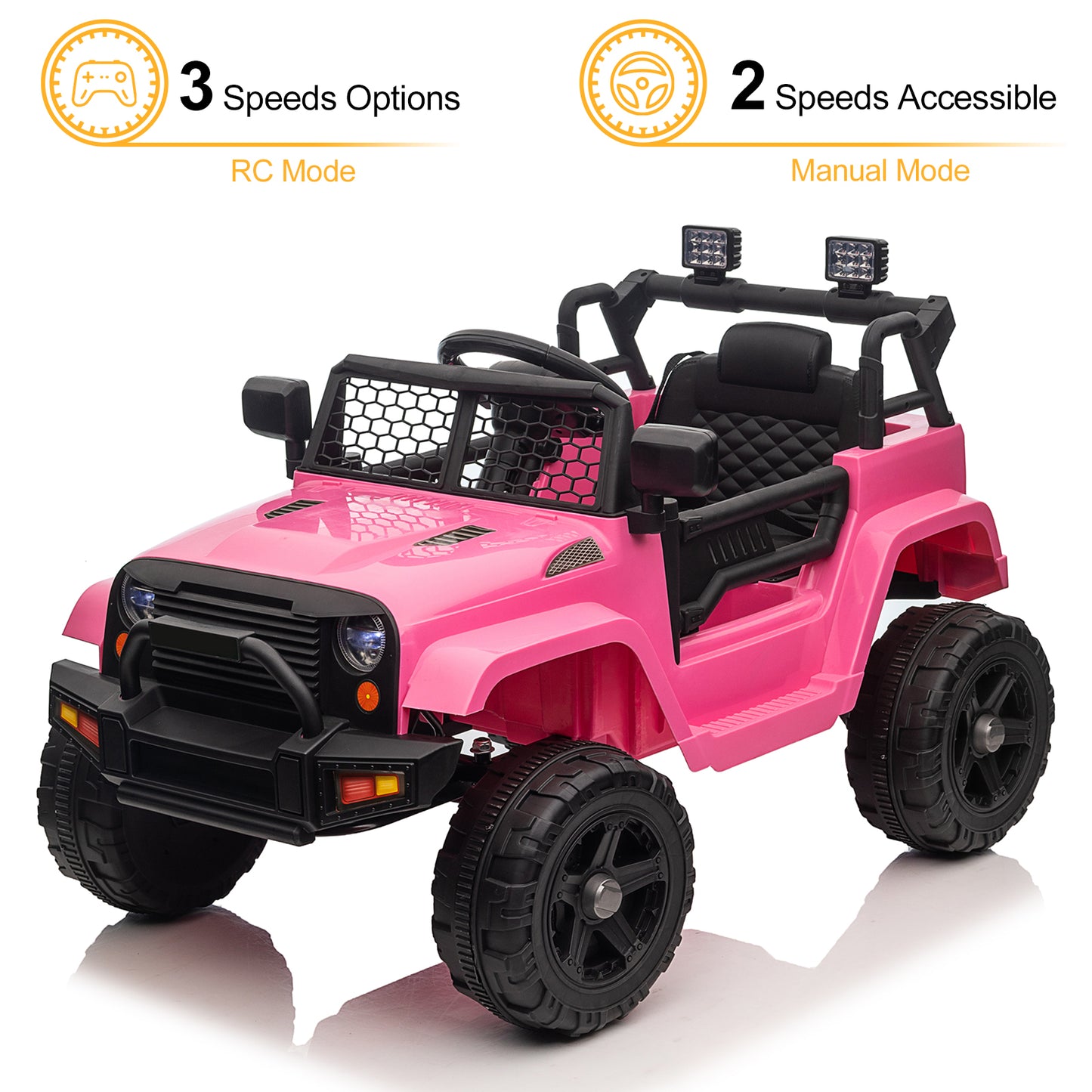 LEADZM Dual Drive 12V 4.5A.h with 2.4G Remote Control Jeep Pink