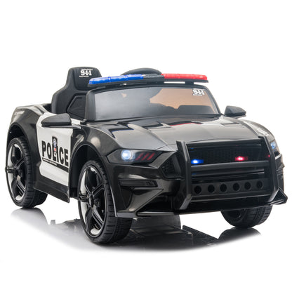 12V Kids Ride On Car ,Police sports car,2.4GHZ Remote Control,LED Lights,Siren,Microphone,Black
