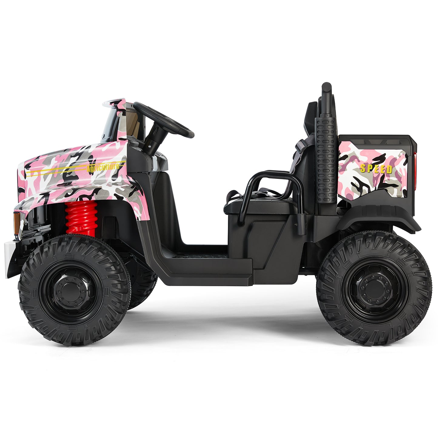 Power Electric 2-Seater Kids Ride On Truck Tractor w/Trailer 3 Speed RC Pink