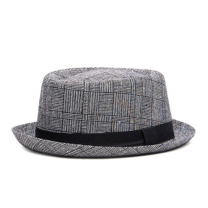 European And American Cotton And Linen Plaid Sun Protection Hat Men&amp;amp;#039;s Simple Retro Jazz Hat Outdoor Sunshade Gentleman Hat Hip-hop Hip-hop Hat