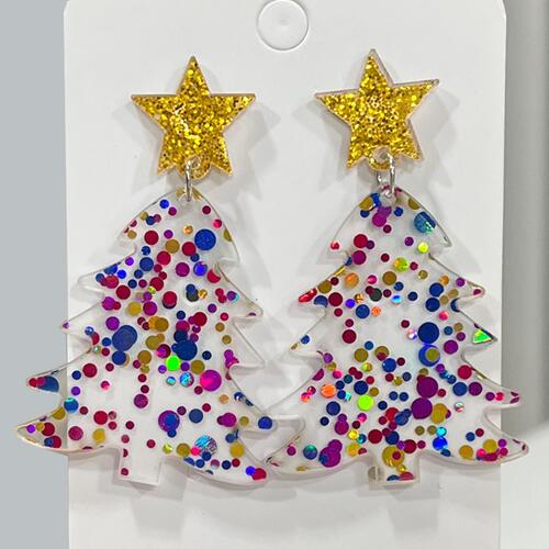 Christmas Tree Acrylic Dangle Earrings